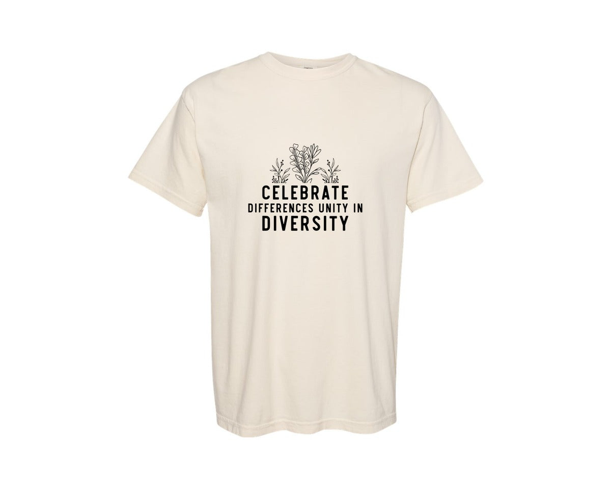 brand:Comfort Colors|color:Ivory|Celebrate Differences Unity In Chr Graphic T-Shirt