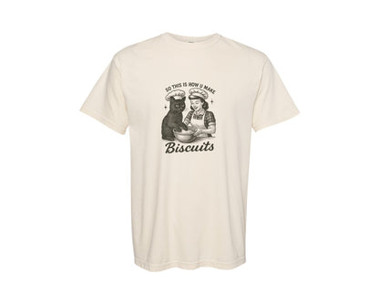 brand:Comfort Colors|color:Ivory|Vintage Cat Biscuits Kitty Biscuit Baker Graphic T-Shirt