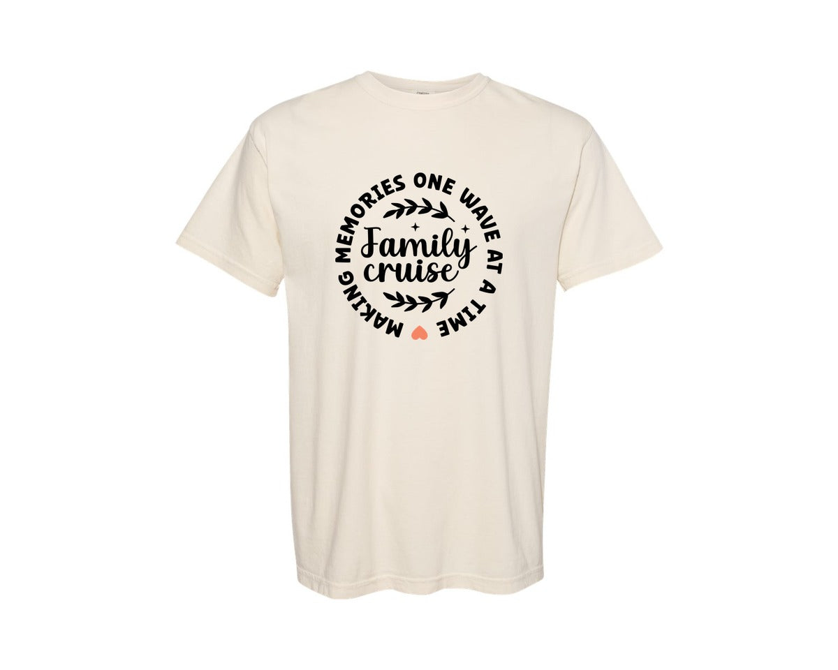 brand:Comfort Colors|color:Ivory|Family Cruise Making Memories One Wave Graphic T-Shirt