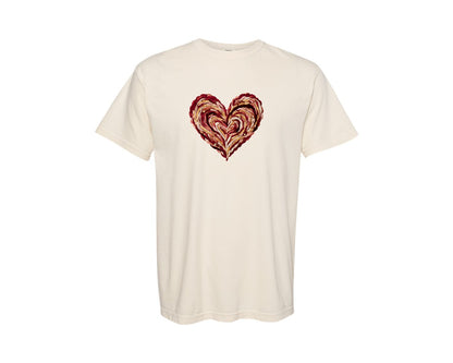 brand:Comfort Colors|color:Ivory|Faux Yarn Knitted Valentine Heart Love Graphic T-Shirt