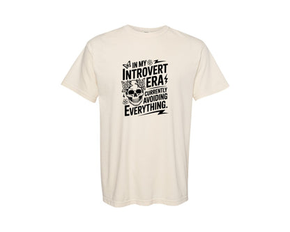 brand:Comfort Colors|color:Ivory|Floral Skeleton Introvert Quotes Graphic T-Shirt