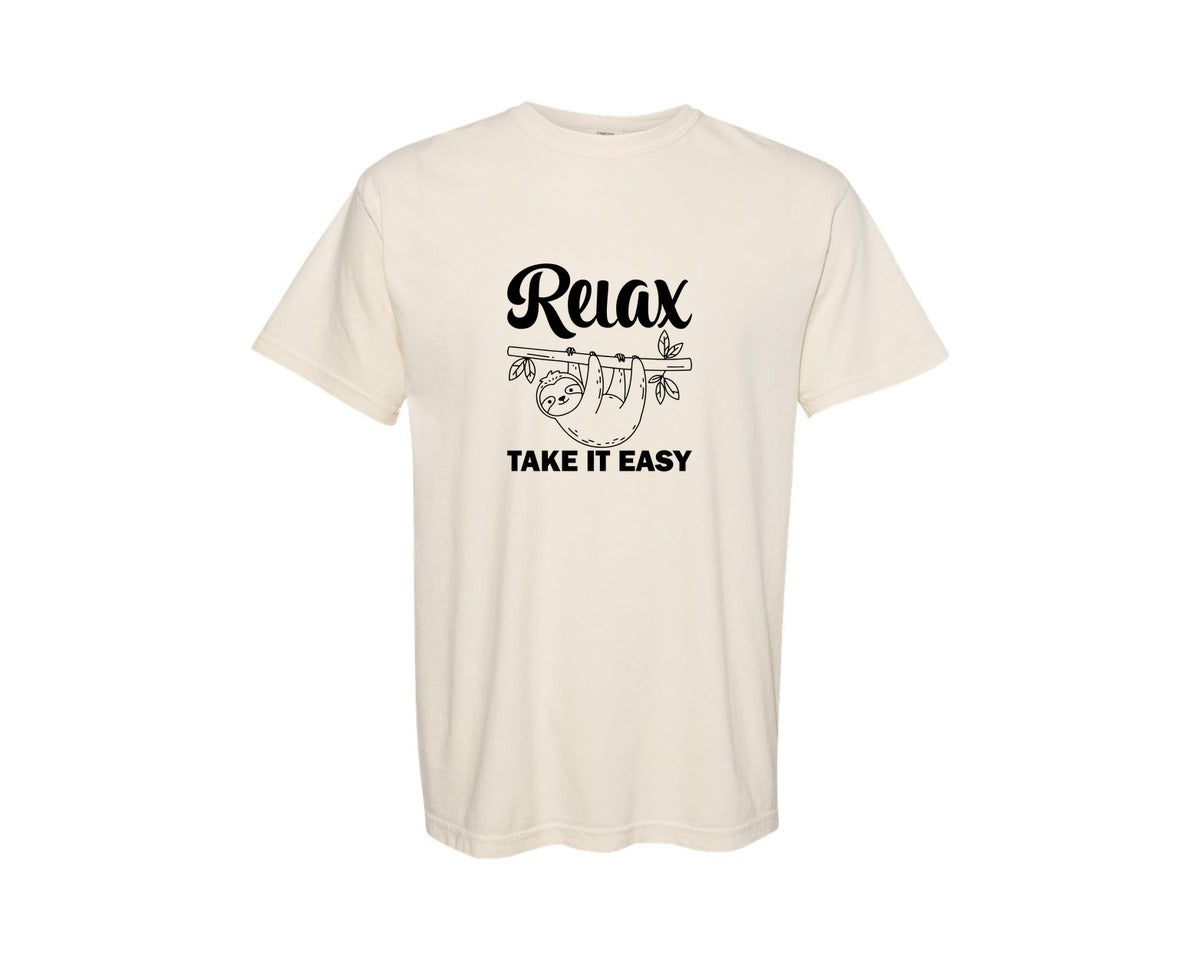 brand:Comfort Colors|color:Ivory|Relax Take It Easy T Shirt Graphic T-Shirt