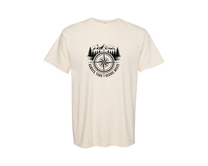 brand:Comfort Colors|color:Ivory|Always Take Scenic Route Camping Shirt Graphic T-Shirt