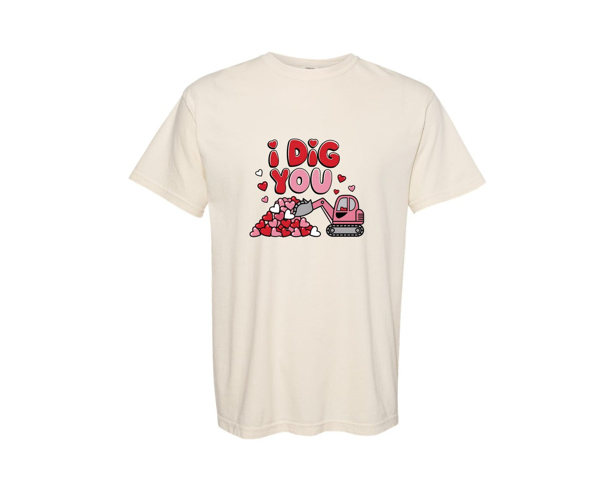 brand:Comfort Colors|color:Ivory|Adorable I Dig You Design Graphic T-Shirt