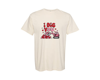 brand:Comfort Colors|color:Ivory|Adorable I Dig You Design Graphic T-Shirt