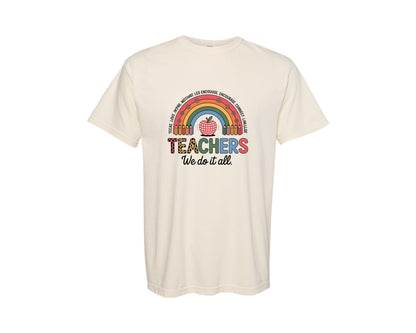 brand:Comfort Colors|color:Ivory|Teach Love Inspire Rainbow Apple Graphic T-Shirt