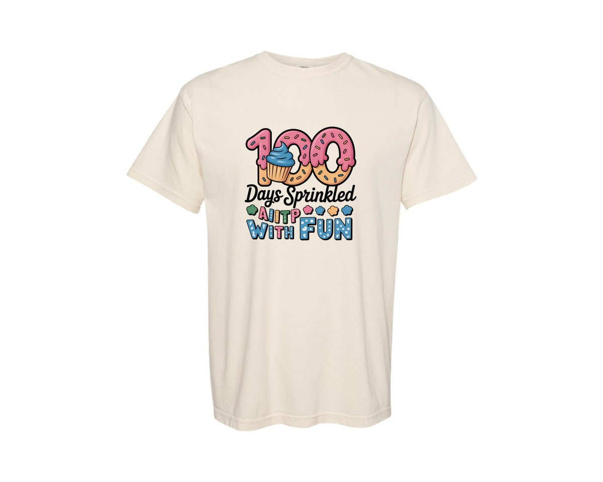 brand:Comfort Colors|color:Ivory|100 Days Sprinkled With Fun 4 Graphic T-Shirt