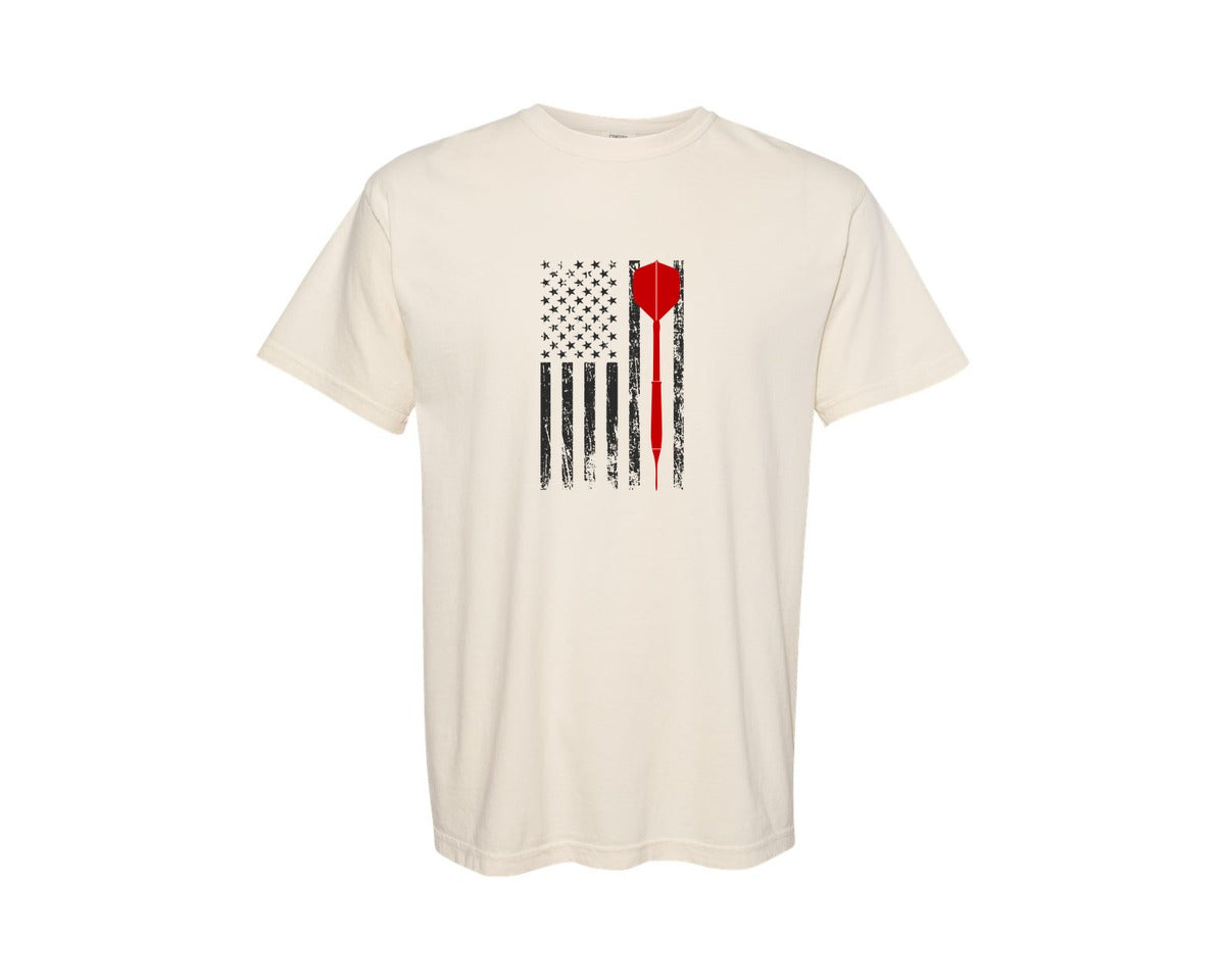 brand:Comfort Colors|color:Ivory|American Flag Darts T Shirt Design Graphic T-Shirt