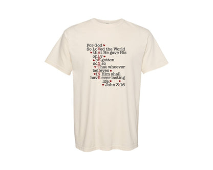 brand:Comfort Colors|color:Ivory|For God So Loved The World Valentine Graphic T-Shirt