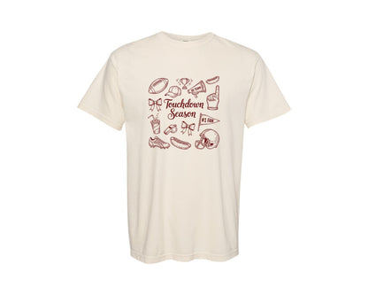 brand:Comfort Colors|color:Ivory|Touchdown Season Football Game Graphic T-Shirt