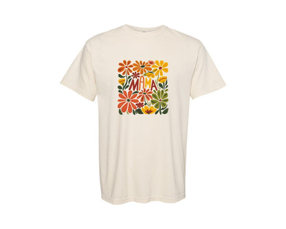 brand:Comfort Colors|color:Ivory|Retro Floral Mama Boho Mothers Day 3 Graphic T-Shirt