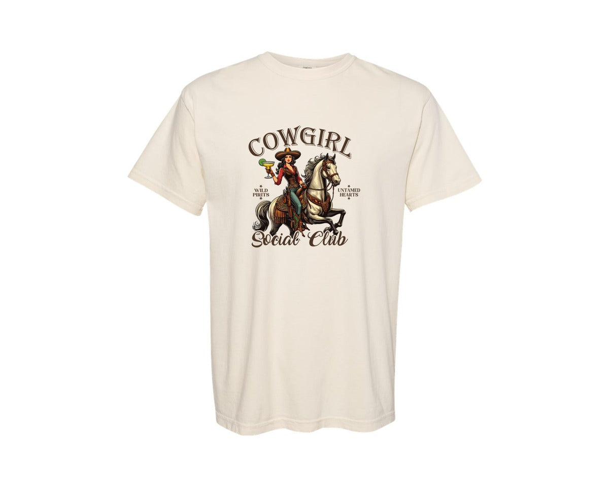 brand:Comfort Colors|color:Ivory|Cowgirl Social Club Cowgirl Graphic T-Shirt