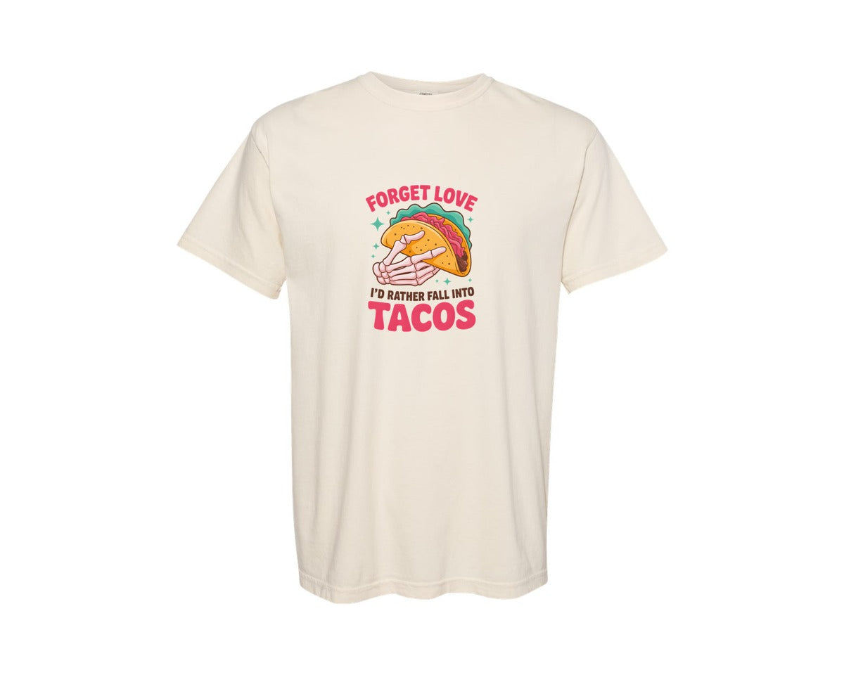 brand:Comfort Colors|color:Ivory|Anti Valentine Taco Lover Design Graphic T-Shirt