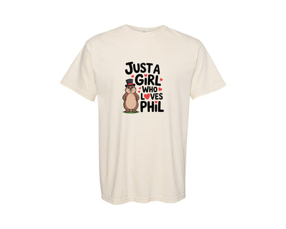 brand:Comfort Colors|color:Ivory|Just A Girl Who Loves Phil Graphic T-Shirt