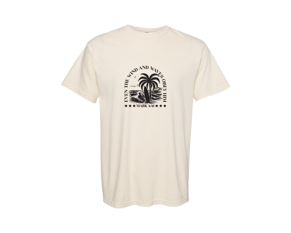 brand:Comfort Colors|color:Ivory|Wind And Waves Obey Him Mark 441 Graphic T-Shirt