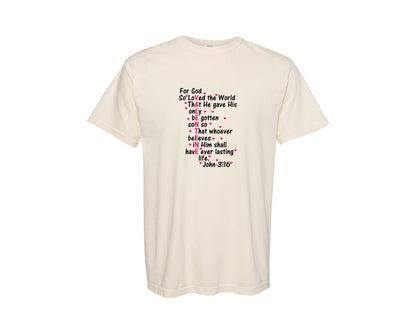brand:Comfort Colors|color:Ivory|For God So Loved The World Christian Graphic T-Shirt
