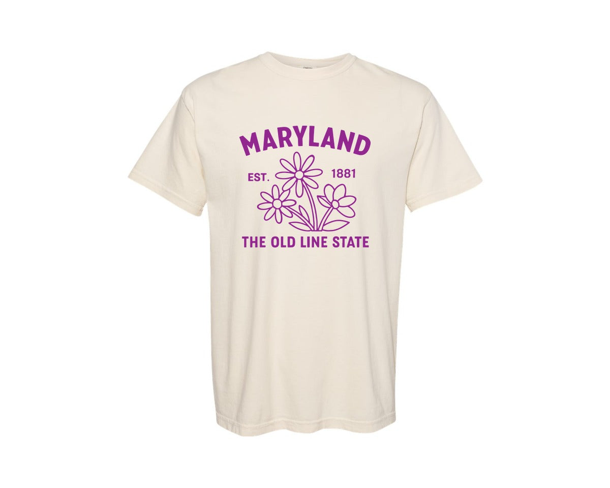 brand:Comfort Colors|color:Ivory|Maryland Usa State Flower Graphic T-Shirt