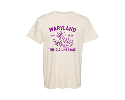 brand:Comfort Colors|color:Ivory|Maryland Usa State Flower Graphic T-Shirt
