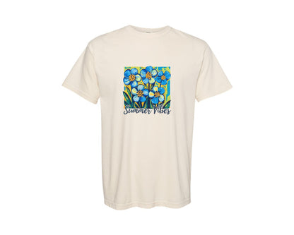 brand:Comfort Colors|color:Ivory|Summer Vibes Watercolor Flowers Graphic T-Shirt