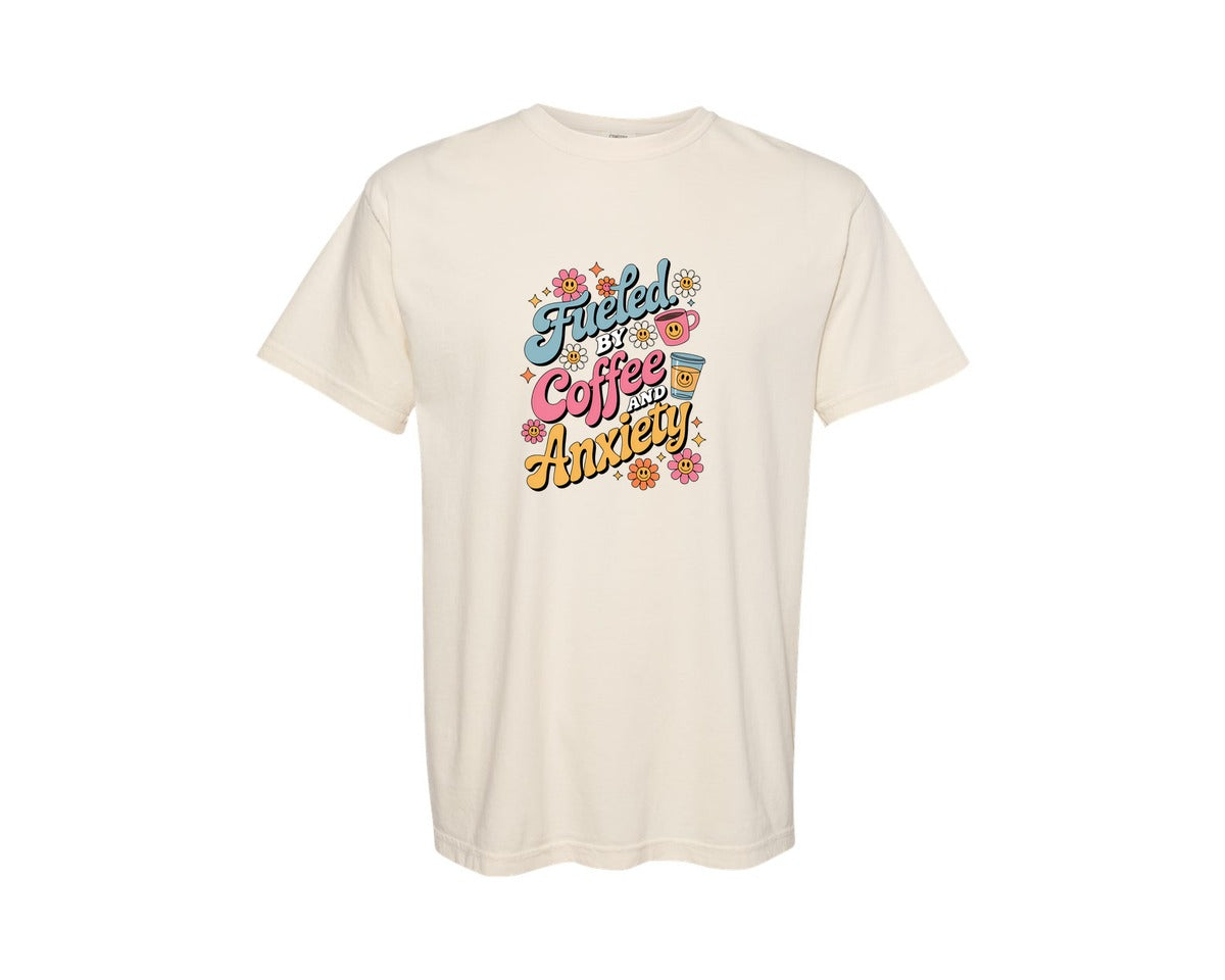 brand:Comfort Colors|color:Ivory|Coffee Retro Vertical Funny Art Graphic T-Shirt
