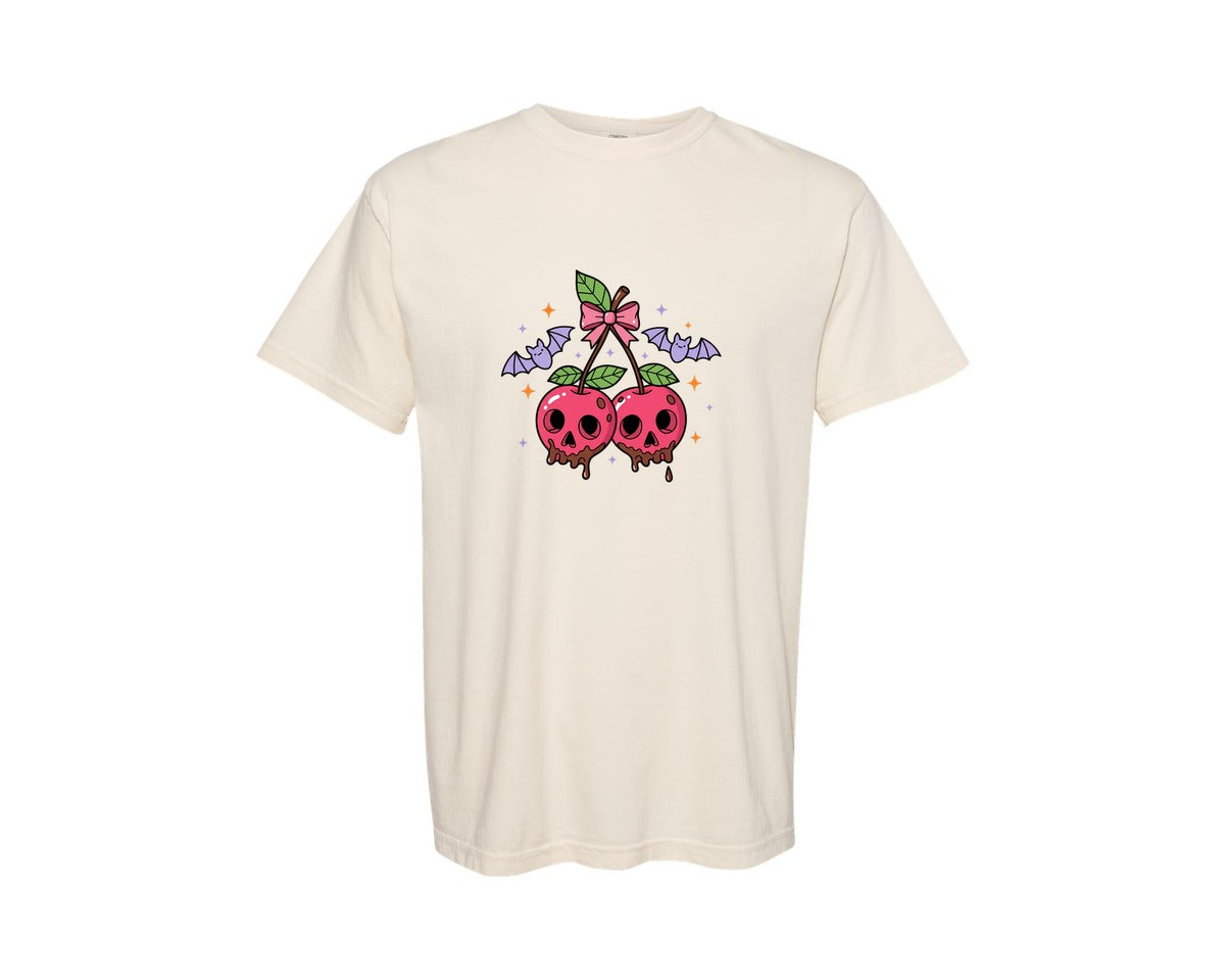 brand:Comfort Colors|color:Ivory|Spooky Cherry Skulls Halloween Graphic T-Shirt