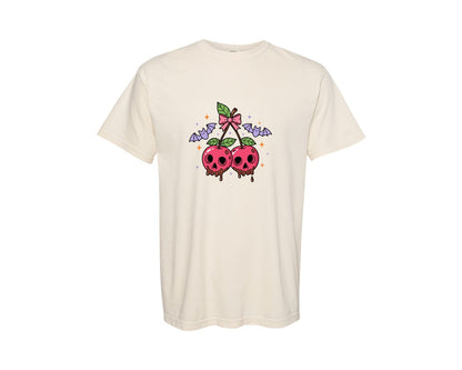 brand:Comfort Colors|color:Ivory|Spooky Cherry Skulls Halloween Graphic T-Shirt