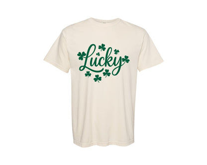 brand:Comfort Colors|color:Ivory|Lucky Quote St Patricks Day Lucky Graphic T-Shirt