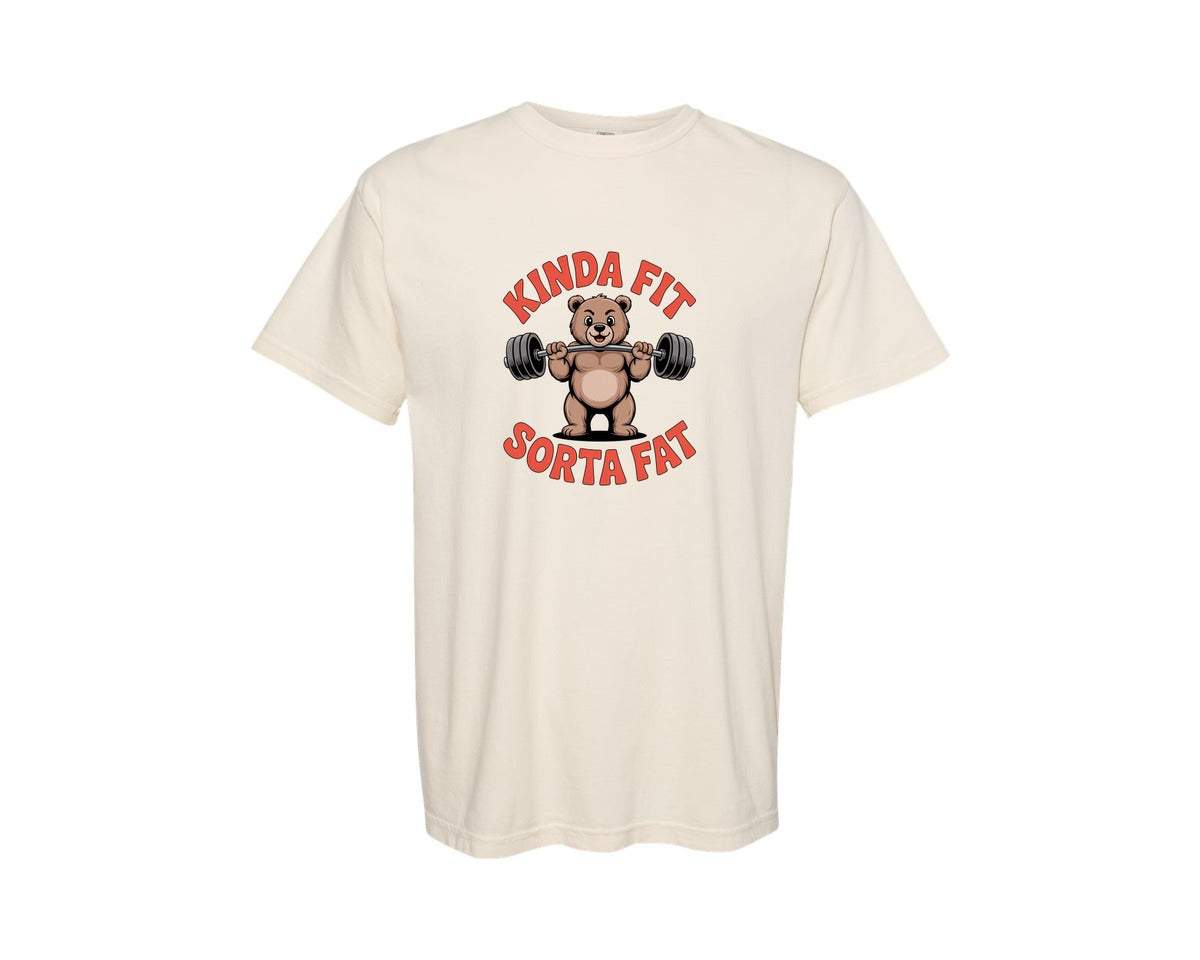 brand:Comfort Colors|color:Ivory|Kinda Fit Sorta Fat Bear Gym Graphic T-Shirt