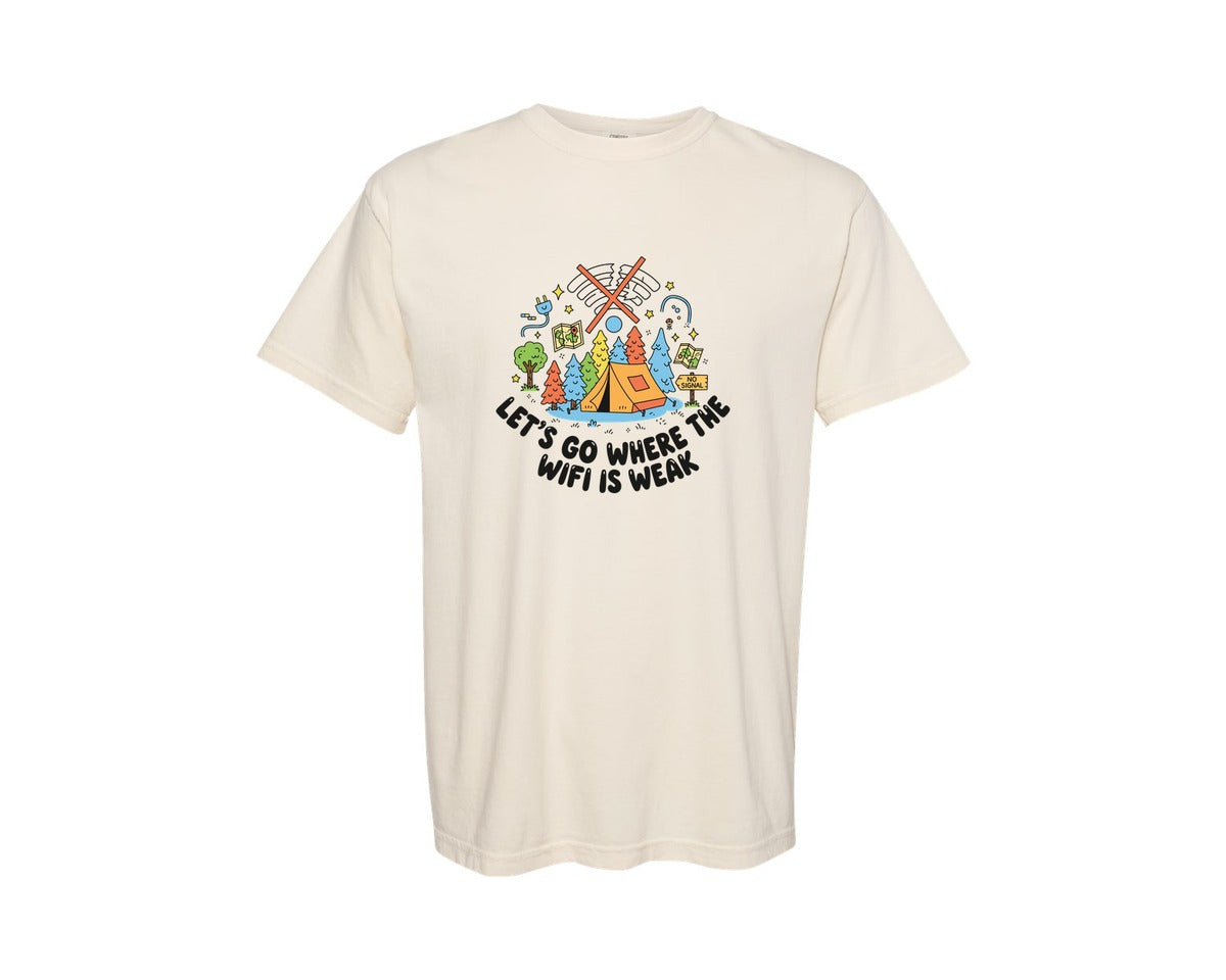 brand:Comfort Colors|color:Ivory|Wifi Is Weak Camping Graphic T-Shirt
