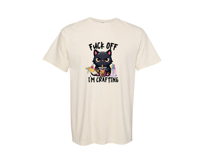 brand:Comfort Colors|color:Ivory|Black Cat Knitting Crochet Cat Lady Graphic T-Shirt
