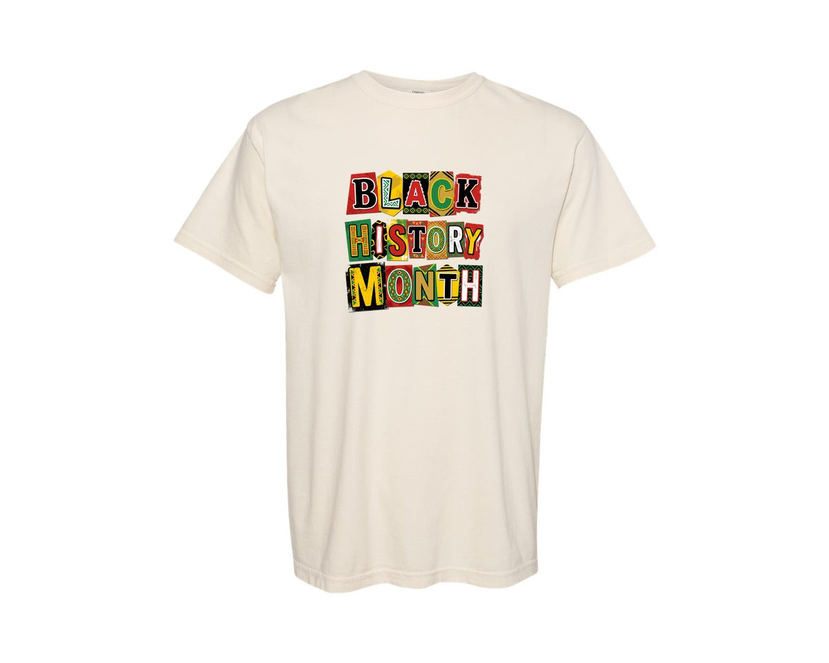 brand:Comfort Colors|color:Ivory|Black History Month Typography Graphic T-Shirt