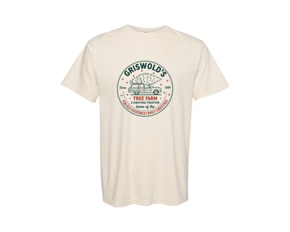 brand:Comfort Colors|color:Ivory|Griswolds Tree Farm Christmas Graphic T-Shirt