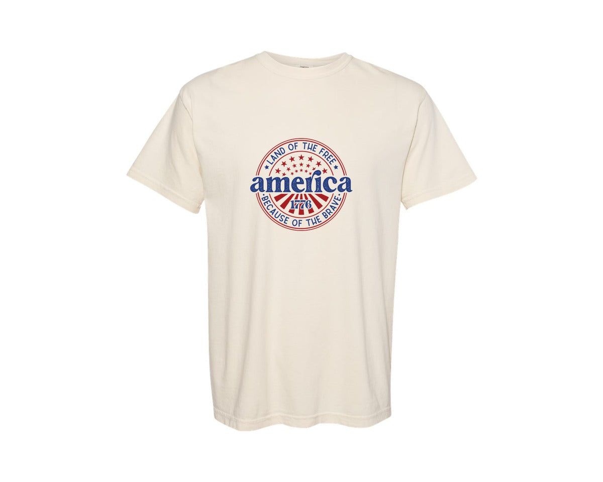 brand:Comfort Colors|color:Ivory|America 1776 Land 4Th Of July Graphic T-Shirt