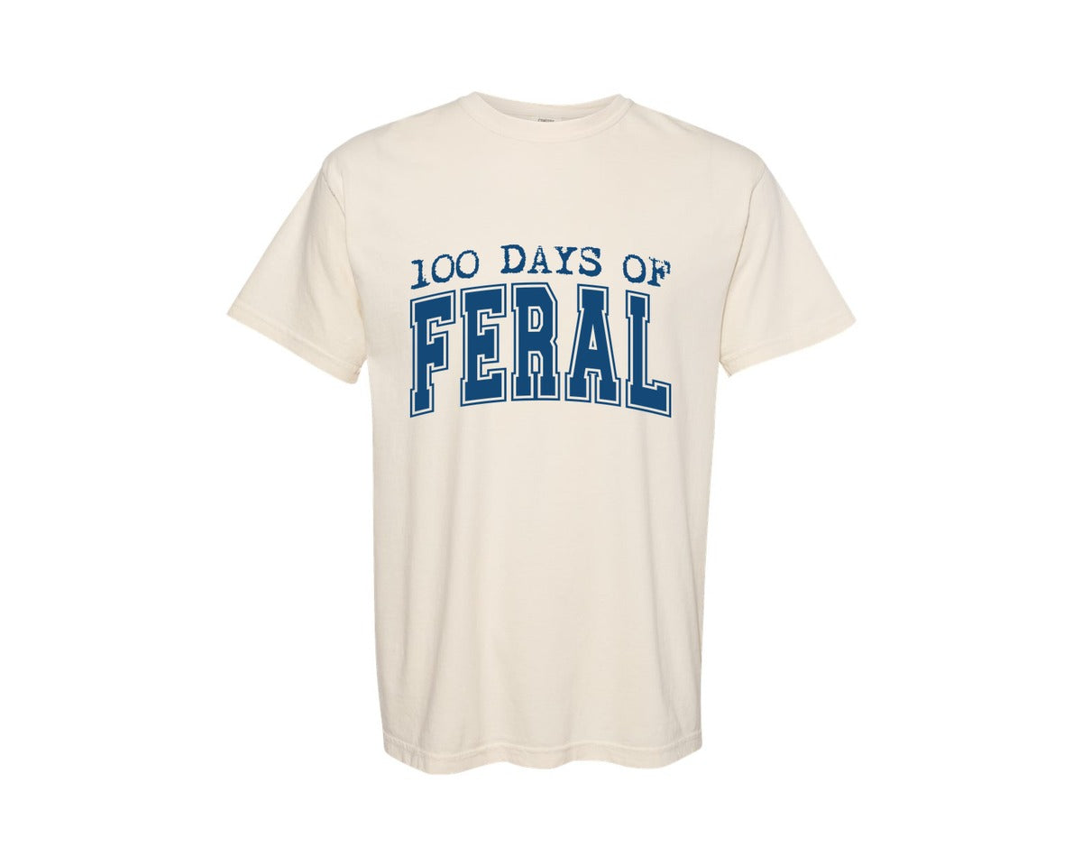 brand:Comfort Colors|color:Ivory|100 Days Of Feral Funny Raccoon School Graphic T-Shirt