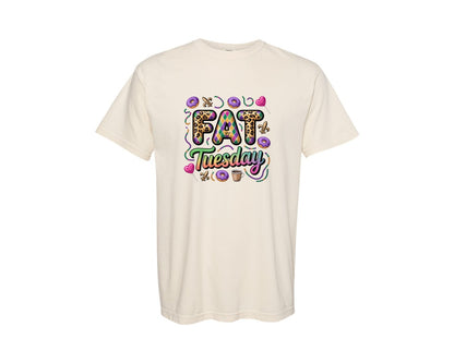 brand:Comfort Colors|color:Ivory|Mardi Gras Fat Tuesday 3 Graphic T-Shirt