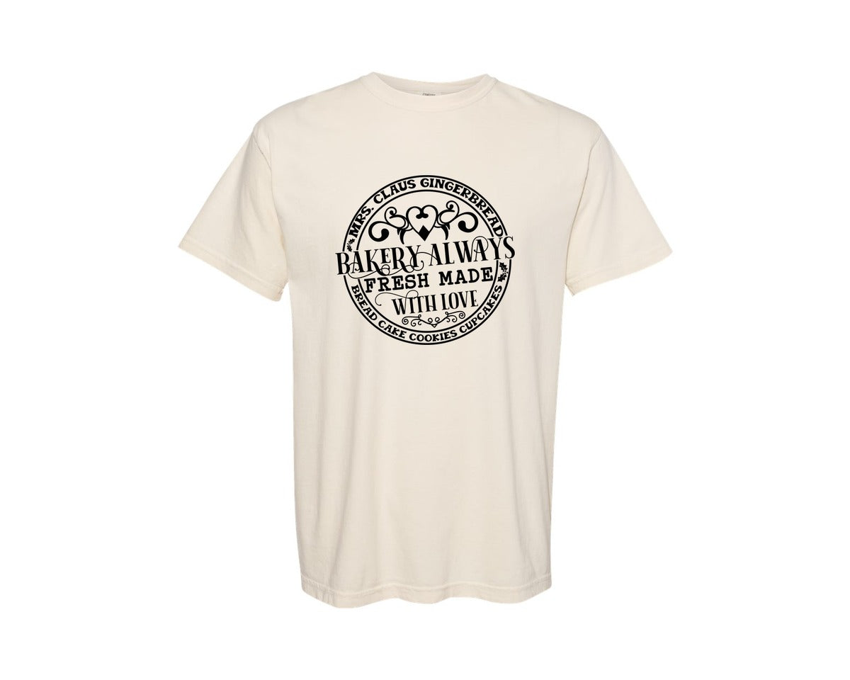 brand:Comfort Colors|color:Ivory|Mrs Claus Gingerbread Bakery Always Fre Graphic T-Shirt