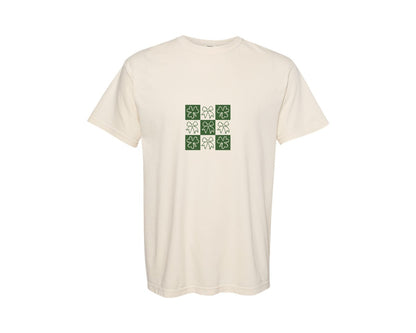 brand:Comfort Colors|color:Ivory|Checkered Bow Coquette St Patricks Day 3 Graphic T-Shirt