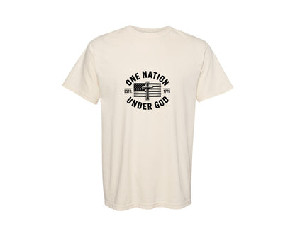 brand:Comfort Colors|color:Ivory|One Nation Under God Christian 2 Graphic T-Shirt