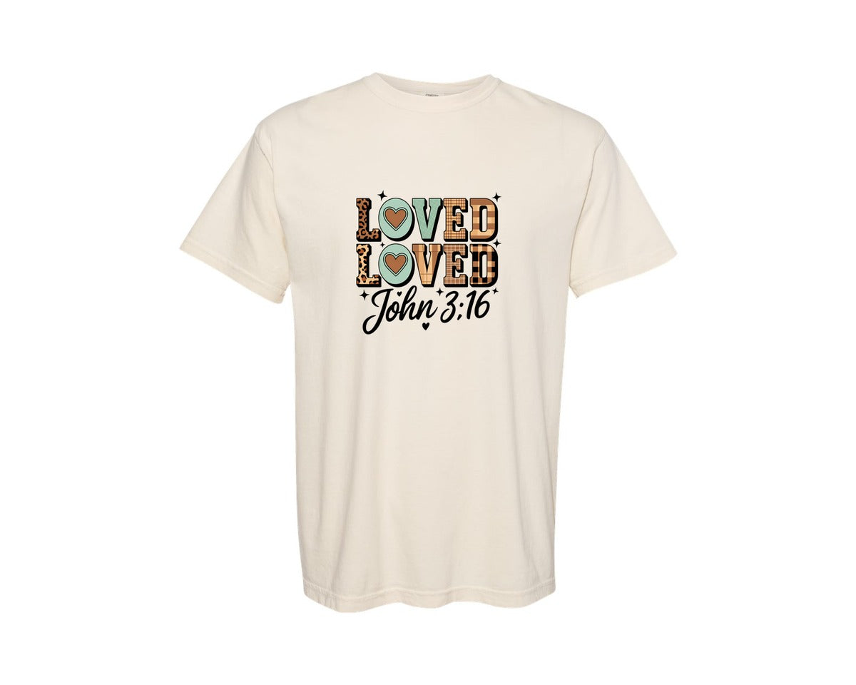 brand:Comfort Colors|color:Ivory|Loved John 316 So Very Loved Graphic T-Shirt