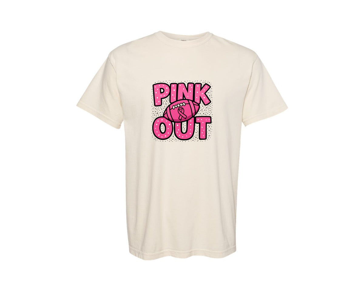 brand:Comfort Colors|color:Ivory|Breast Cancer Football Pink Out 15 Graphic T-Shirt
