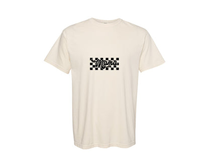 brand:Comfort Colors|color:Ivory|Retro Mama Checkered Bow Coquette B Graphic T-Shirt
