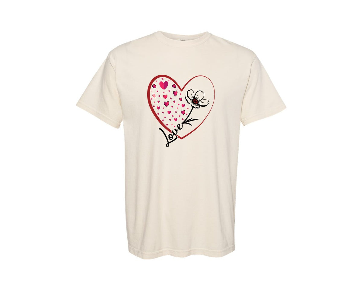 brand:Comfort Colors|color:Ivory|Love Heart Valentines Day 4 Graphic T-Shirt