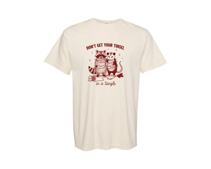 brand:Comfort Colors|color:Ivory|Christmas Raccoon Opossum Graphic T-Shirt