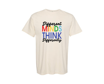 brand:Comfort Colors|color:Ivory|Different Minds Autism T Shirt Graphic T-Shirt
