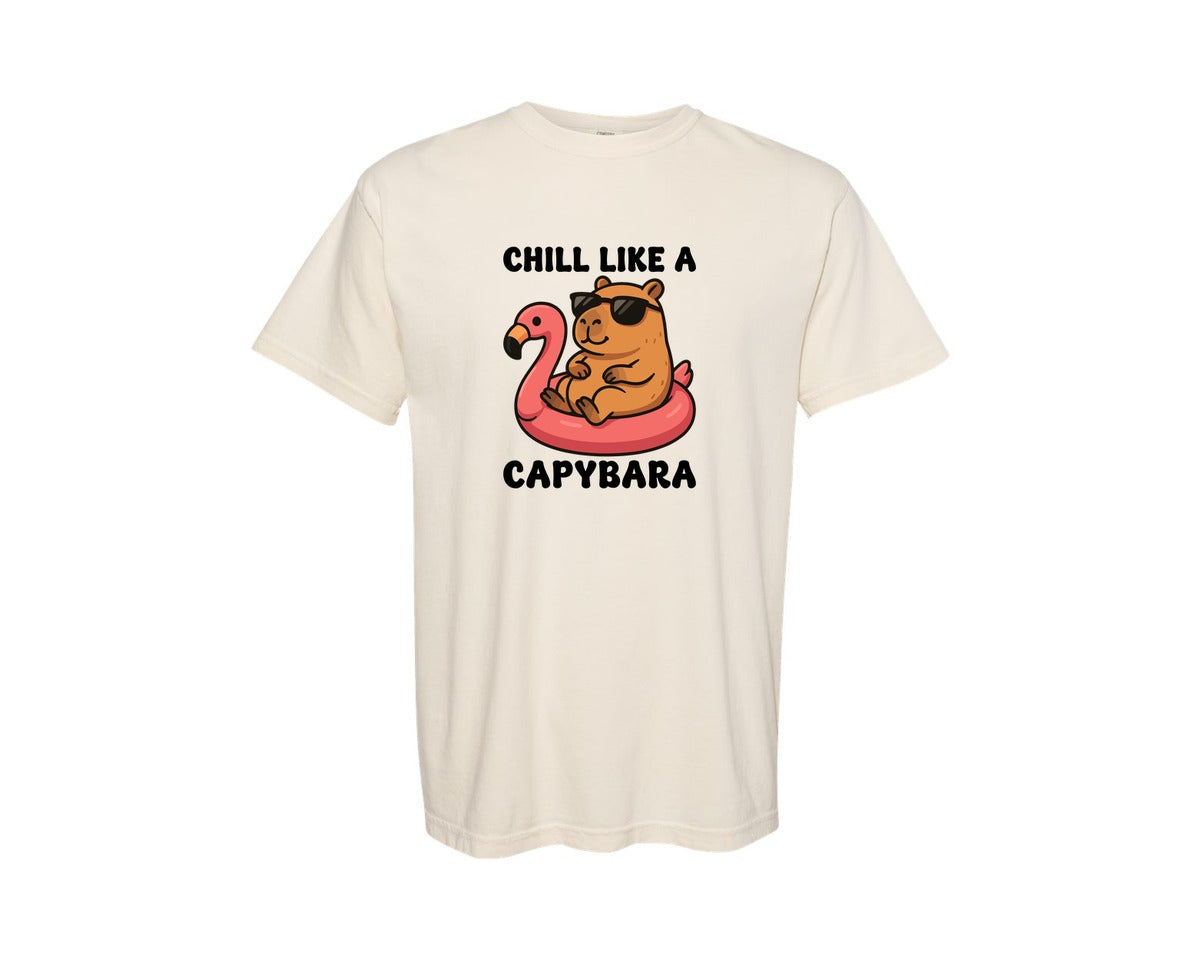 brand:Comfort Colors|color:Ivory|Chill Like A Capybara T Shirt Graphic T-Shirt