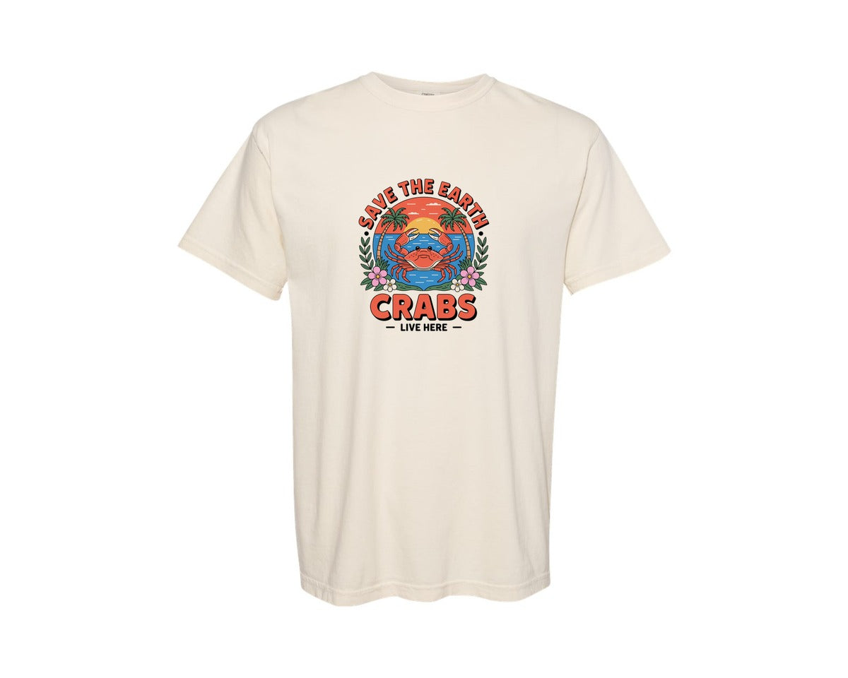 brand:Comfort Colors|color:Ivory|Tropical Sunset And Marine Wildlife Graphic T-Shirt
