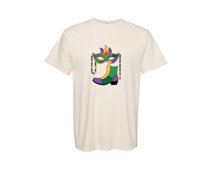 brand:Comfort Colors|color:Ivory|Mardi Gras Shrimp Boot Mardi Gras Pn 2 Graphic T-Shirt