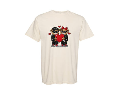 brand:Comfort Colors|color:Ivory|Faux Yarn Hip Hop Teddy Bear Valentine 3 Graphic T-Shirt