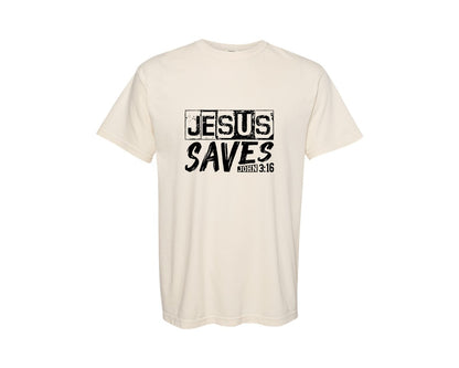brand:Comfort Colors|color:Ivory|Jesus Saves John 316 Christian Graphic T-Shirt