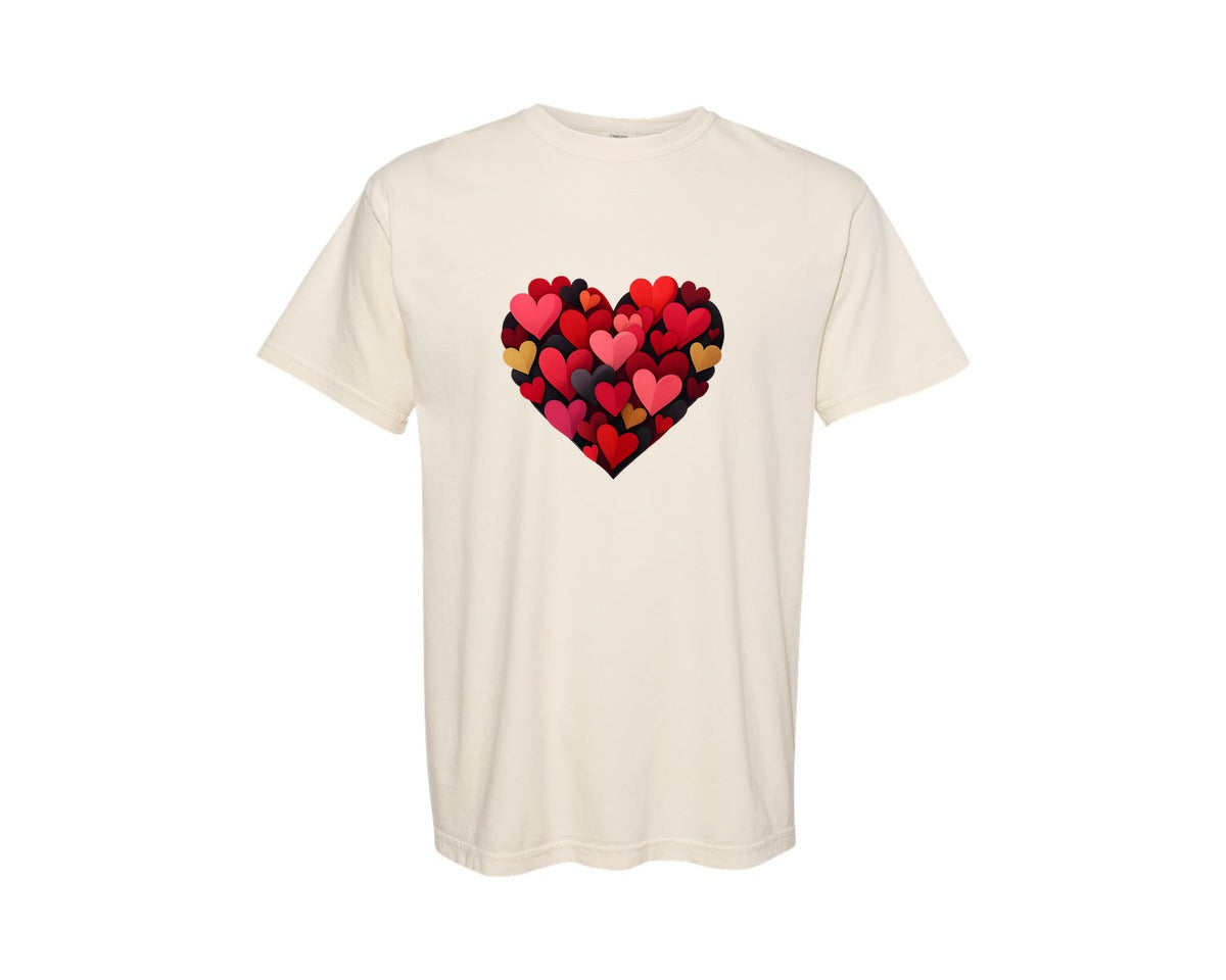 brand:Comfort Colors|color:Ivory|Valentine Day Heart Brushstroke 14 Graphic T-Shirt